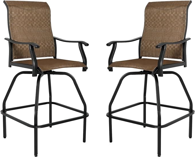 Patio Bar Set Swivel Bar Stools Outdoor Bistro Texteline Stability All-Weather Furniture Set with Height Table
