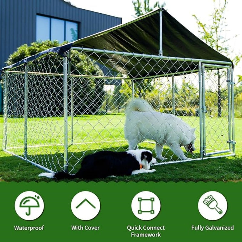 Petony Outdoor Dog Playpen Heavy Duty Dog Kennel House Mesh Dog Big Cage Pet Kennel Steel Fence with Secure Lock
