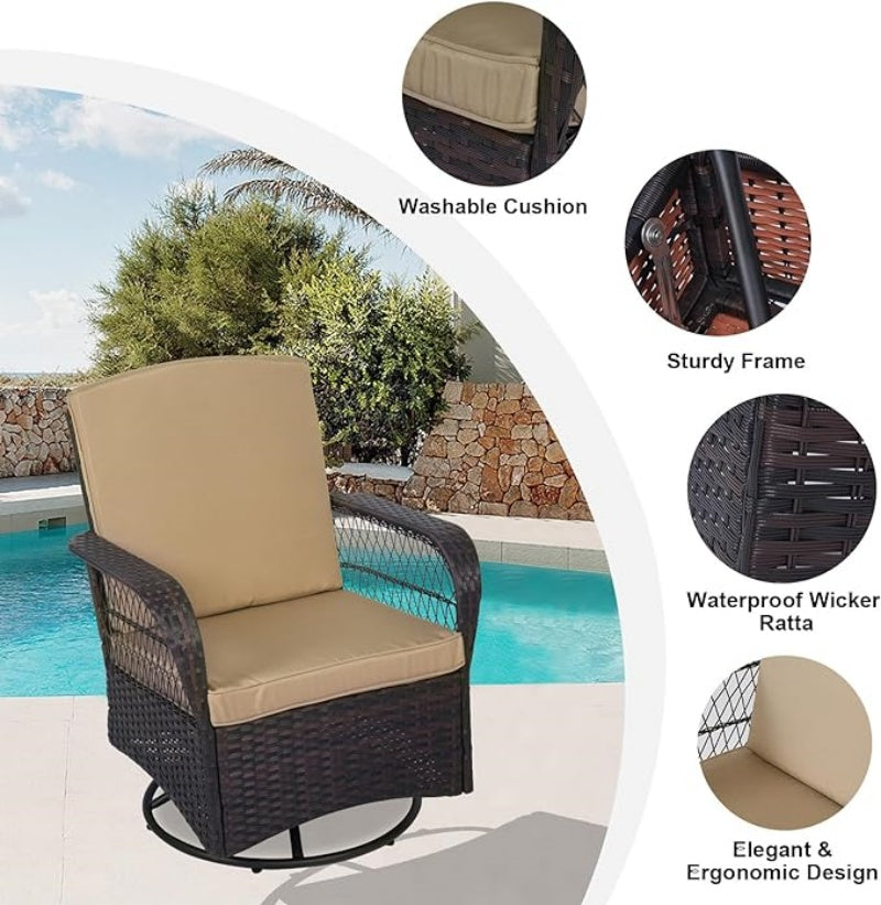 Patio Rocking Swivel Chairs Outdoor Bistro Set Wicker Rattan Furniture